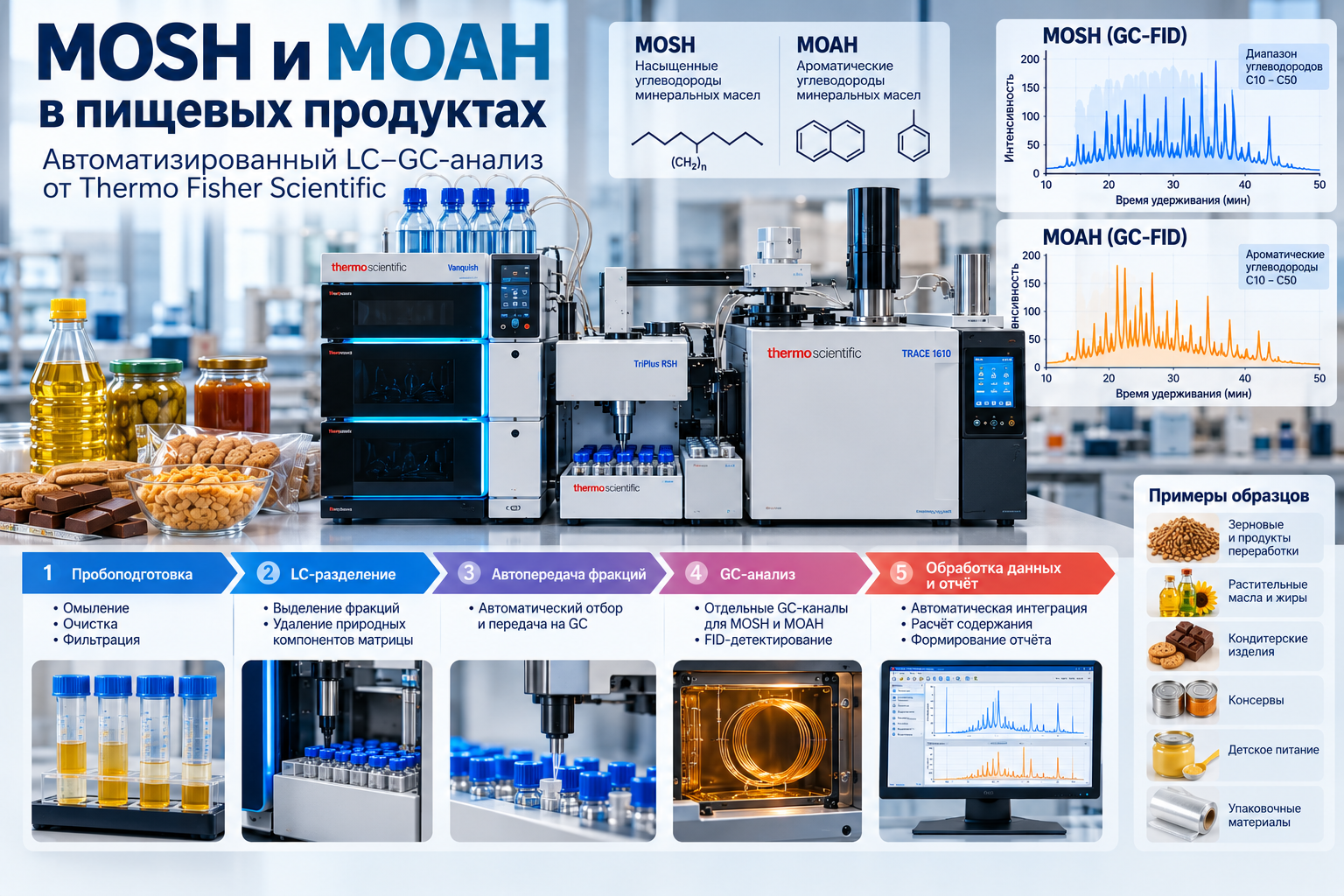 Автоматизированная LC–GC-система для анализа MOSH и MOAH в пищевых продуктах